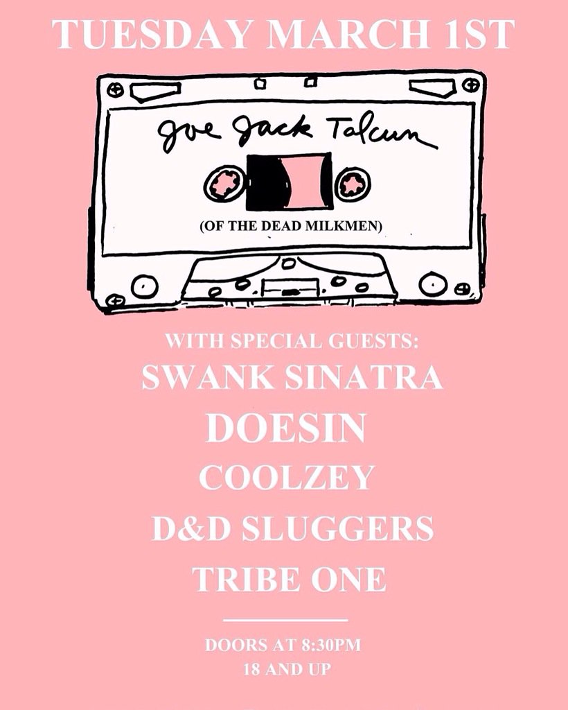 <a href="/TheSwankSinatra/">Swank Sinatra</a> and @Doesin_ are playing March 1st with Joe Jack Talcum of <a href="/deadmilkmen/">The Dead Milkmen</a> at <a href="/unioneav/">Union</a> #atlmusic #bdr