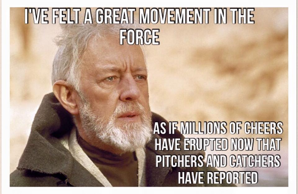 MLBMeme's tweet photo. Pitchers and Catchers Report TODAY!
h/t Peter Nelson https://t.co/DjJ9ajyKG0