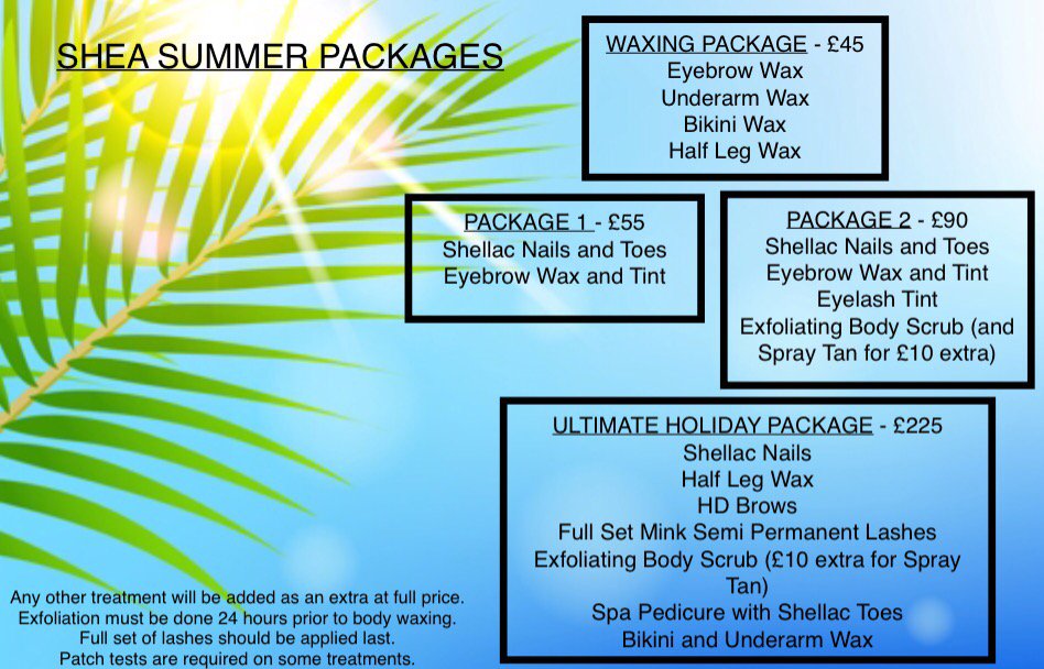 SheaSalon's tweet photo. we are so ready for the summer now so we have put together some packages for you!  Now Available https://t.co/PKnN4DziT4