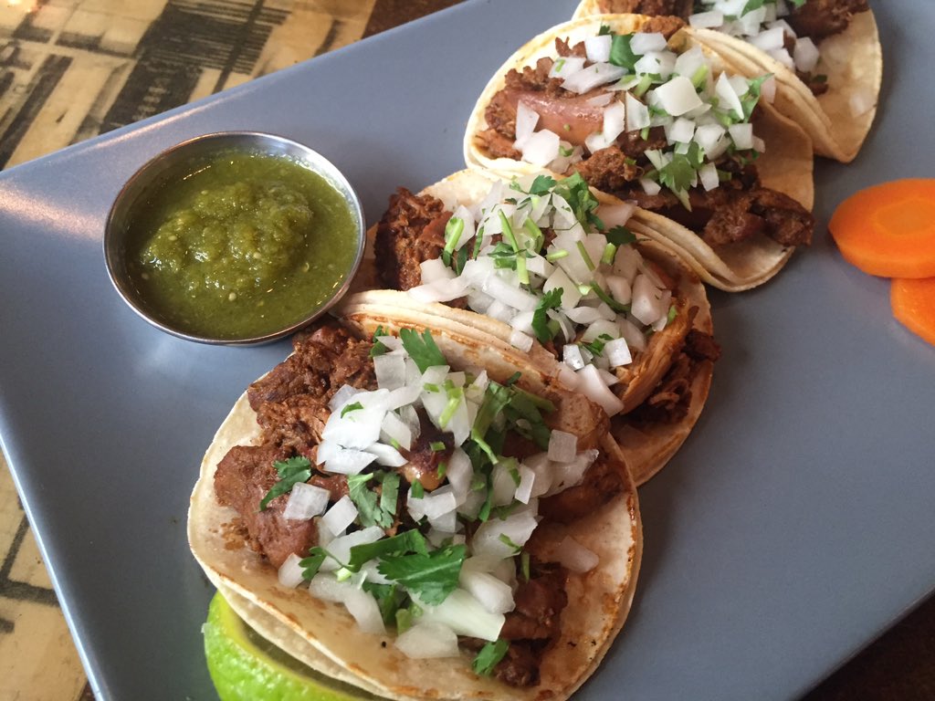 TresCarnales's tweet photo. You've made it halfway through the week! Treat yourself with a plate of today's feature taco, #PolloEnAdobo! #yegdt! https://t.co/zfbbU4XGhf