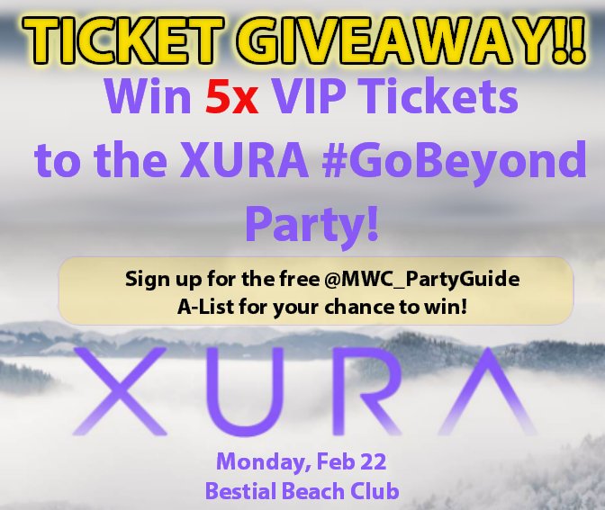 mwc_partyguide's tweet photo. Its your last day to win 5 passes to Xura's SOLD OUT GoBeyond party! Details: https://t.co/lZvlBMRIVg  #MWC16 https://t.co/nJIYUcLbpo