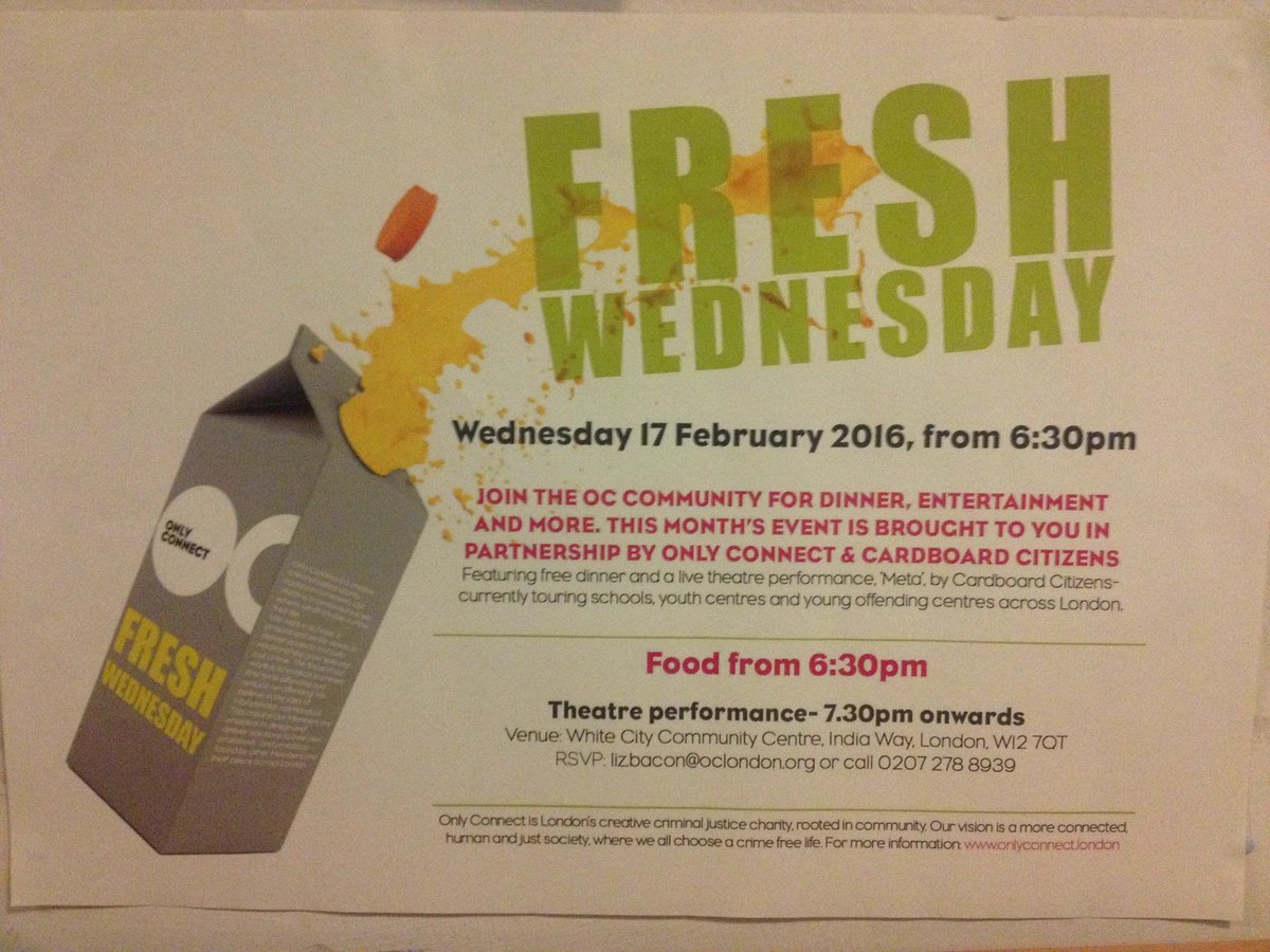 onlyconnectuk's tweet image. This Wednesday we're at White City Community Centre with @CardboardCitz for food, theatre &amp;amp; community #insideOC