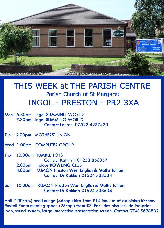 IngolParishHall's tweet photo. We're quieter at #halfterm; many regular bookings have time off. The perfect week for your one-off #event #Preston? https://t.co/pwiLD32bjo