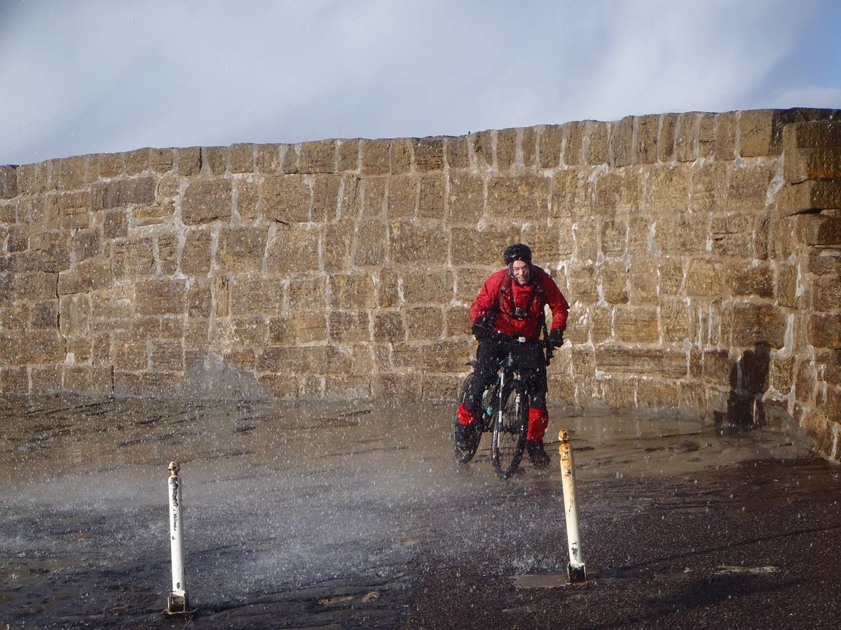 CycleLochNess's tweet photo. Mad weather but excellent fun exploring @MoraySpeyside  Coastal Trail by bike #GetOutside https://t.co/BjJmUl4Y8Z
