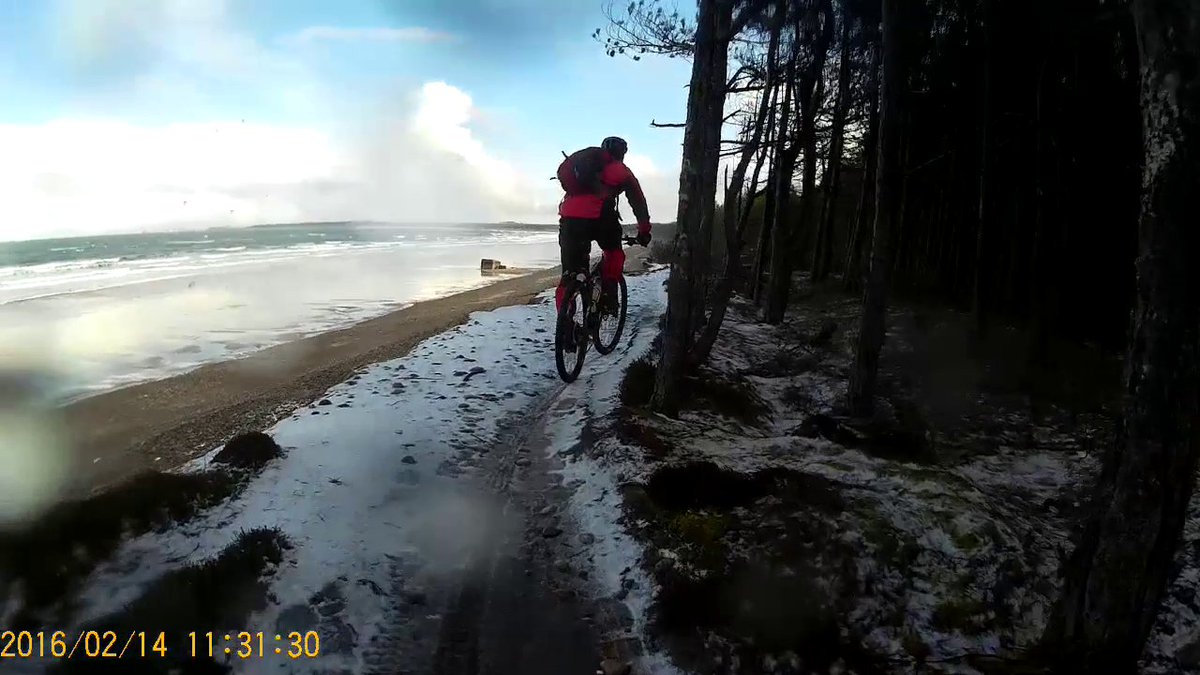 CycleLochNess's tweet photo. Mad weather but excellent fun exploring @MoraySpeyside  Coastal Trail by bike #GetOutside https://t.co/BjJmUl4Y8Z
