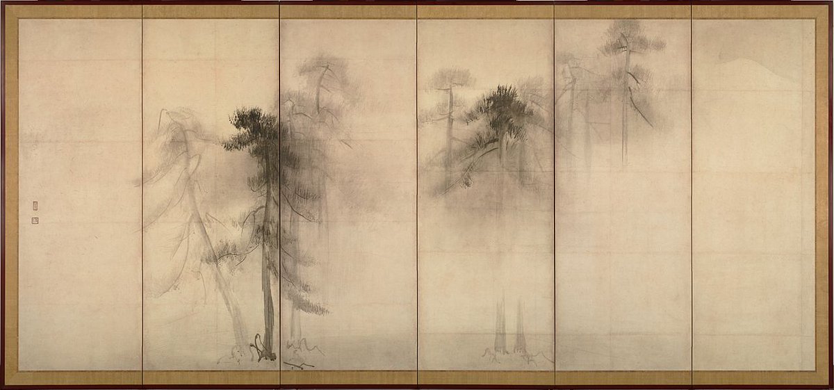 crisuleando's tweet photo. Díptico de los pinos -Shorin-zu-byobu-  (1580), obra del pintor japonés Hasegawa Tohaku  #art  #Japan https://t.co/hzgFVVgusL
