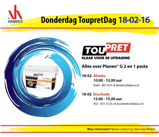 Morgen bij Habeco #Almelo &amp; #Enschede alles over #Planeo G2 en 1 pasta van <a href="/ToupretNL/">ToupretNL</a> Loop ook even binnen!