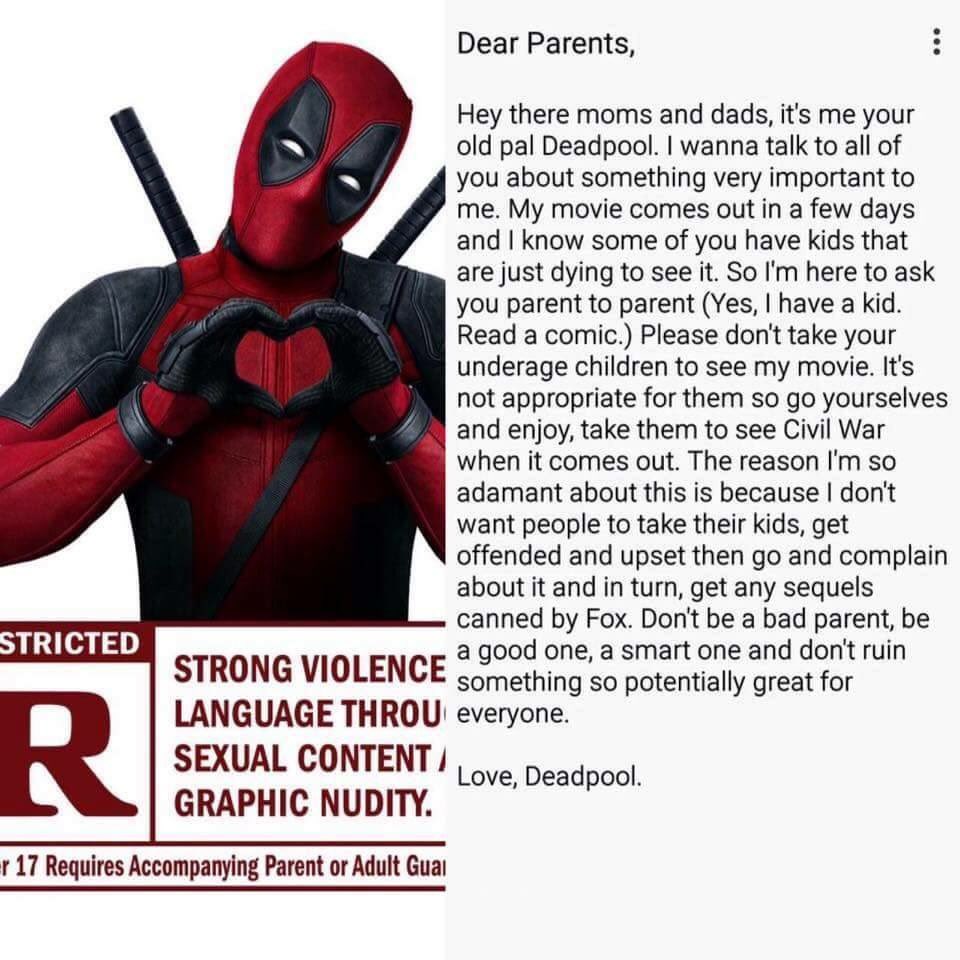 Missy Young On Twitter Parents Deadpool Is NOT A Kids Film Or