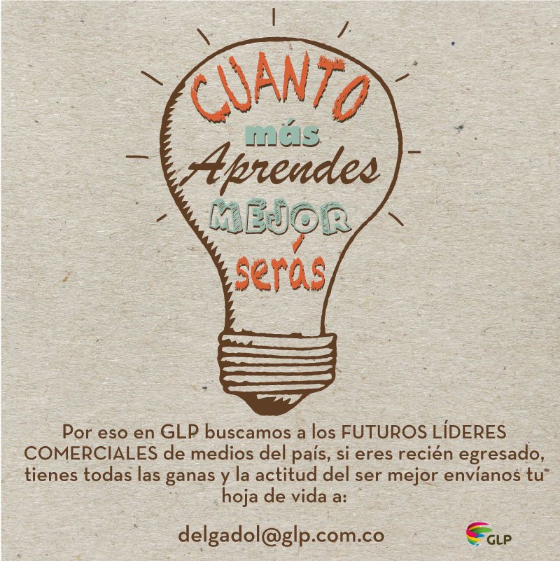 GLPCOLOMBIA's tweet photo. Puedes ser tú o RT si conoces a alguién que quiera ser parte de esta oportunidad #TrabajoSiHay https://t.co/4PrvVwHJYx