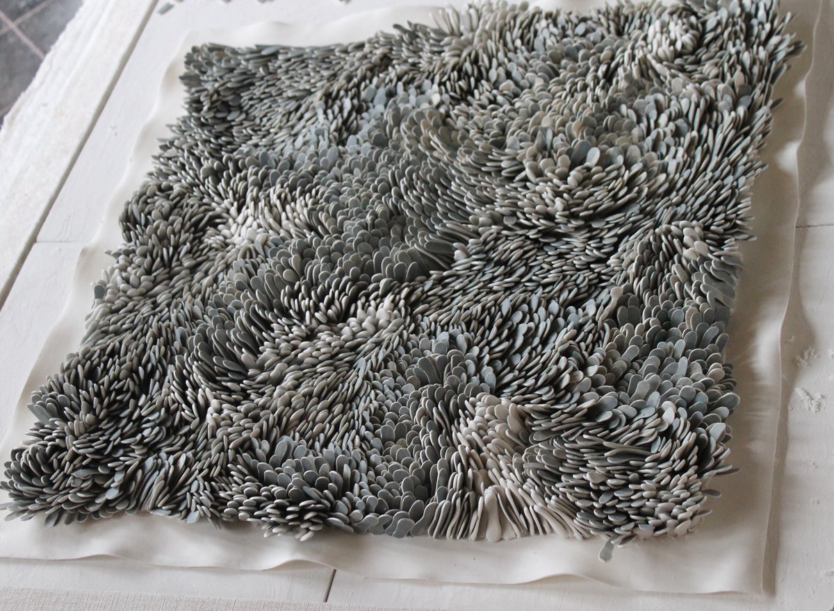 FenellaElms's tweet photo. First sight of grey-white Deep Flow in porcelain to be wall-mounted for @signeddesigned to show @BADAfair in March https://t.co/twClrm2ke7