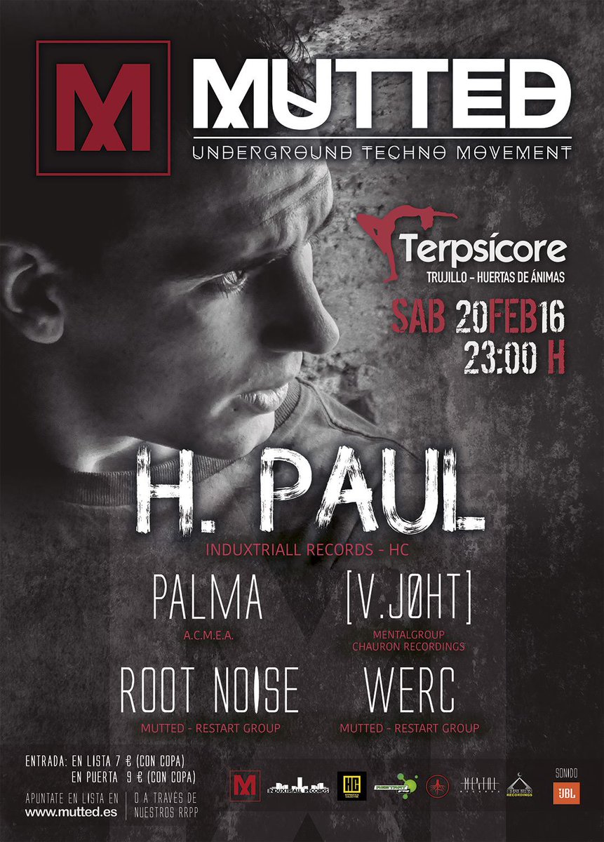 Mutted_Techno's tweet photo. Este sábado, nos vista el amigo @HPaul_Pablo con su potente Live. 
#Techno #Mutt02 #Live #RootNoise https://t.co/Z9ixzlRjIn