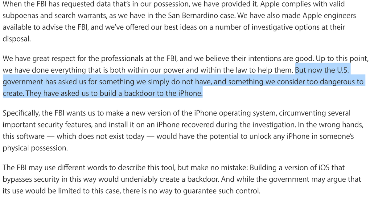 kentcdodds's tweet image. Letter from Tim Cook to #Apple Customers: apple.com/customer-lette… 😱 #encryptionMatters
