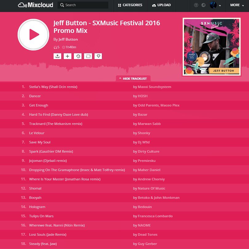 djjeffbutton's tweet photo. New Mix for @SXMusicfest! ✌️https://t.co/sek1HGeKVy #SXMusicFest #DeepHouse #Mixcloud https://t.co/LvtQUSImOG