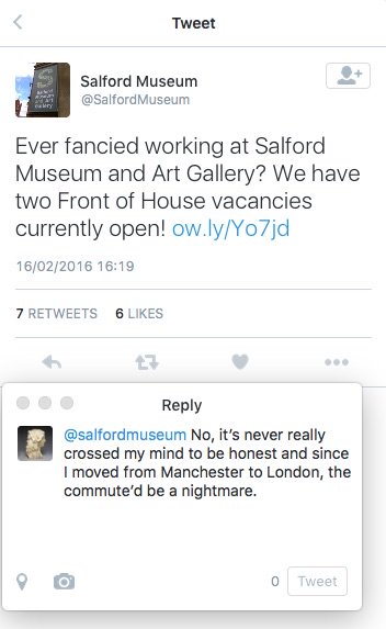 Sometimes the urge to write honest responses to tweets from large institutions is almost unbearable.