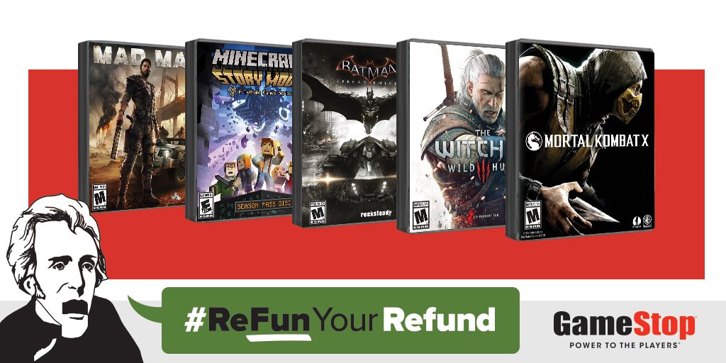 gamestop's tweet photo. Enjoy some thrilling returns on your money. Like $10 off. #ReFunYourRefund https://t.co/mTTb2ihIXp https://t.co/IkiCW4jjrq