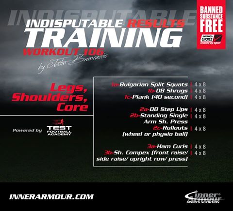 nutrtinclub's tweet photo. Try this "#Legs, #Shoulders, & #Core" routine from #TESTFootballAcademy & @InnerArmour! #Pumpday #InnerArmy #Humpday https://t.co/NAcVbFBbLr