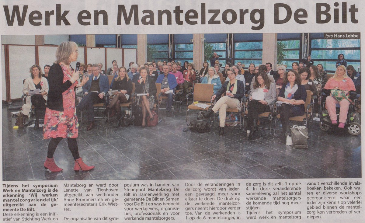 .<a href="/StadsPers/">StadsPers</a> 'Werk &amp; #Mantelzorg De Bilt' symposium van <a href="/SamenvrDeBilt/">Samen voor De Bilt</a> <a href="/GemDeBilt/">Gemeente De Bilt</a> @MENSDeBilt <a href="/WerkMantelzorg/">Werk&Mantelzorg</a>
