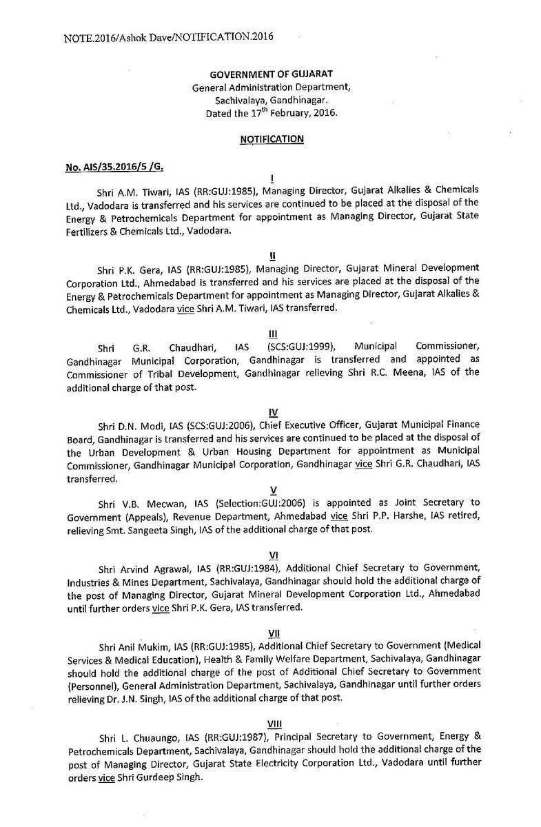Gautam Purohit Gujarat Nine Ias Officer Transfers Am Tiwari Appointed As Md Gsfc And Pk Gera To Md Gacl T Co S0itt8s78g