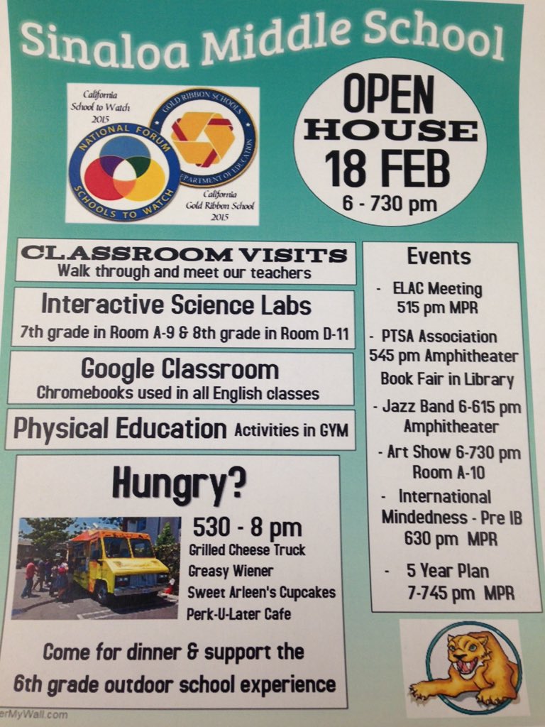 sinaloasabers's tweet photo. Open House is tomorrow!! Come check out all the awesomeness going on at Sinaloa! #saberpride #sinaloarocks https://t.co/9tY6D2YgoA
