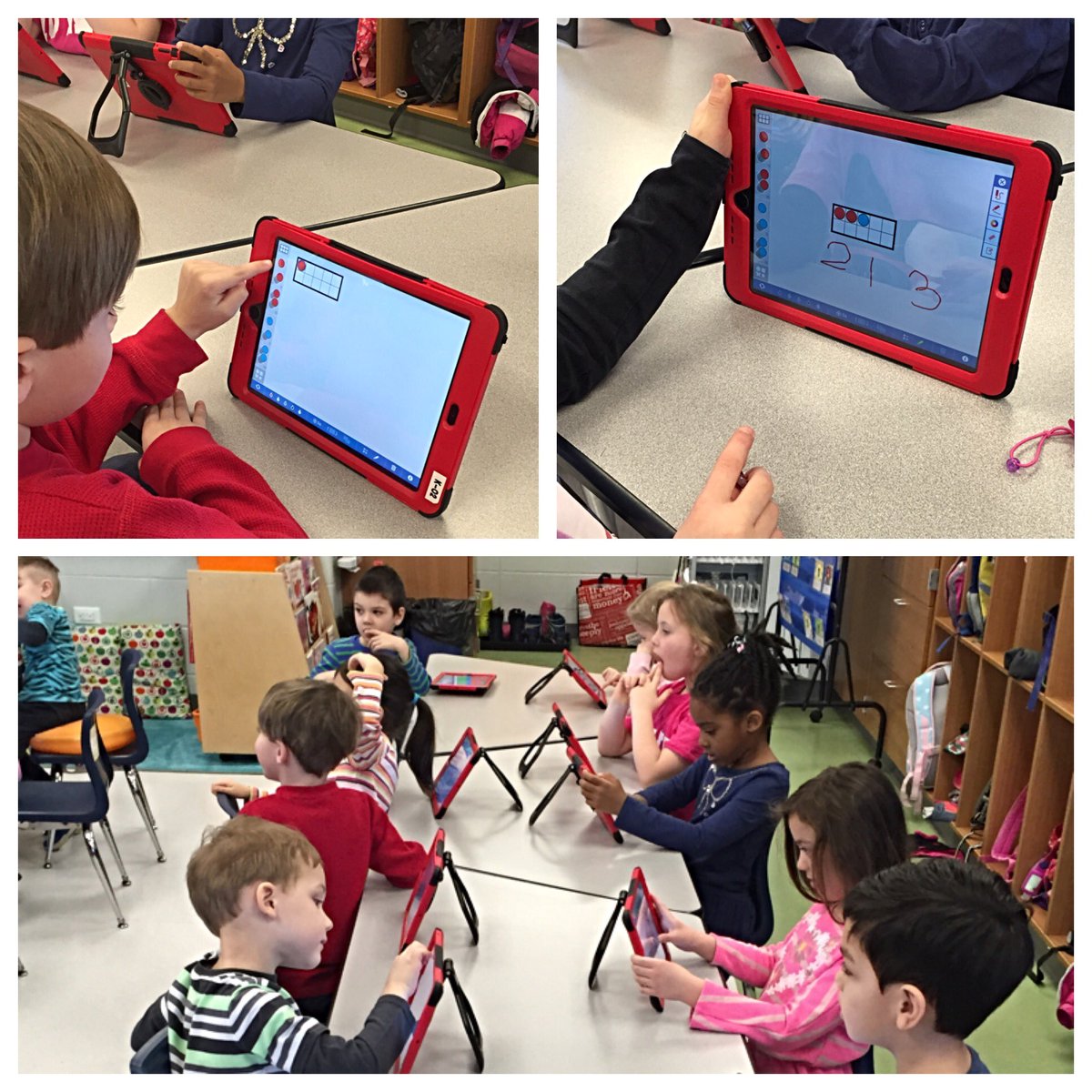 lizloughnane's tweet photo. Our kinders are app smashing w/ #numberframes and uploading their story problems to @Seesaw #DLDay @MsFetzersKClass https://t.co/1mL3qiQqiM