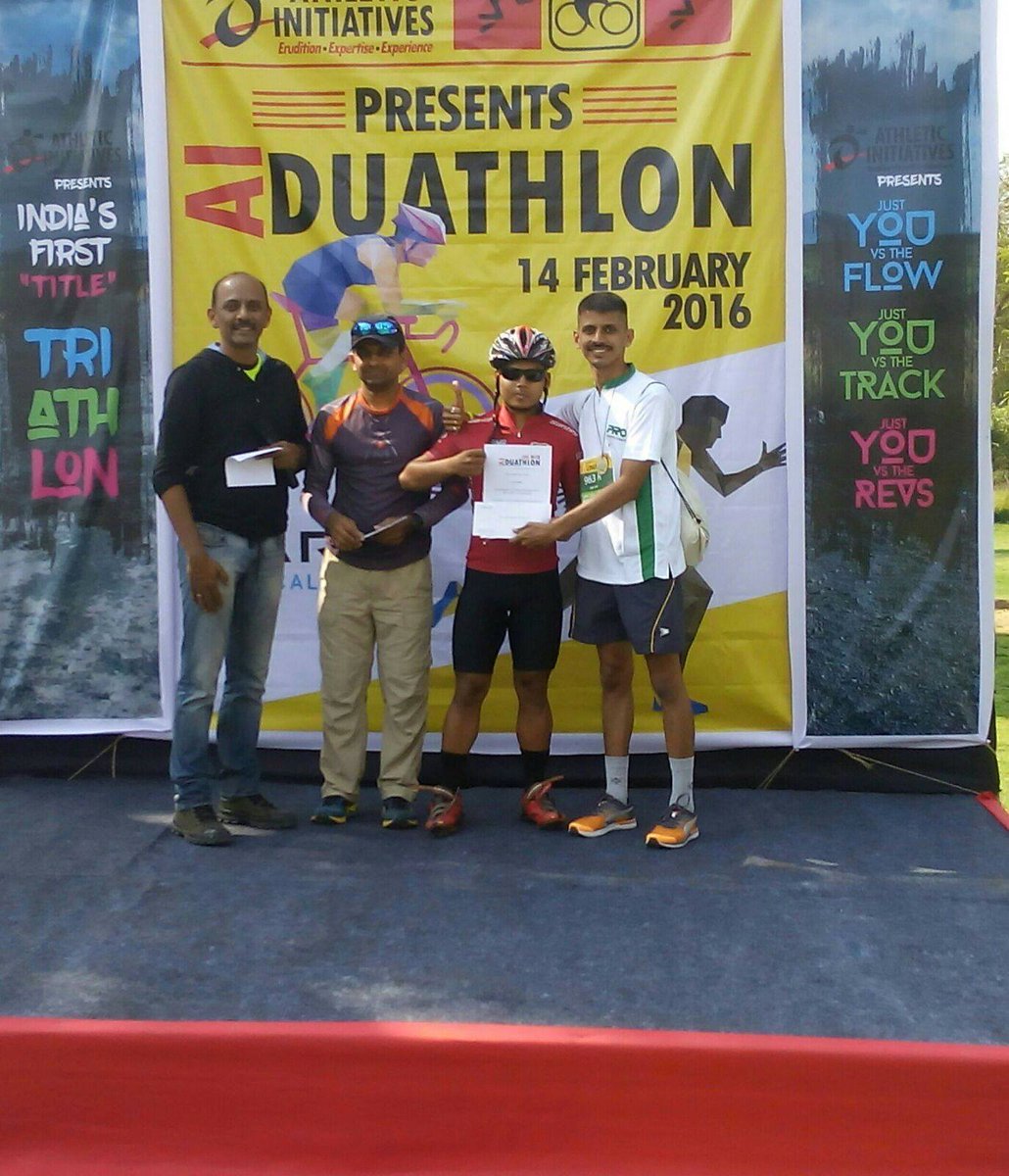 ProSportsBikes's tweet photo. @amarbarwe and @PrasadShaligram from @ProSportsBikes participated in Olympic Relay of the Duathlon organized by A.I. https://t.co/DFTCdteWGX
