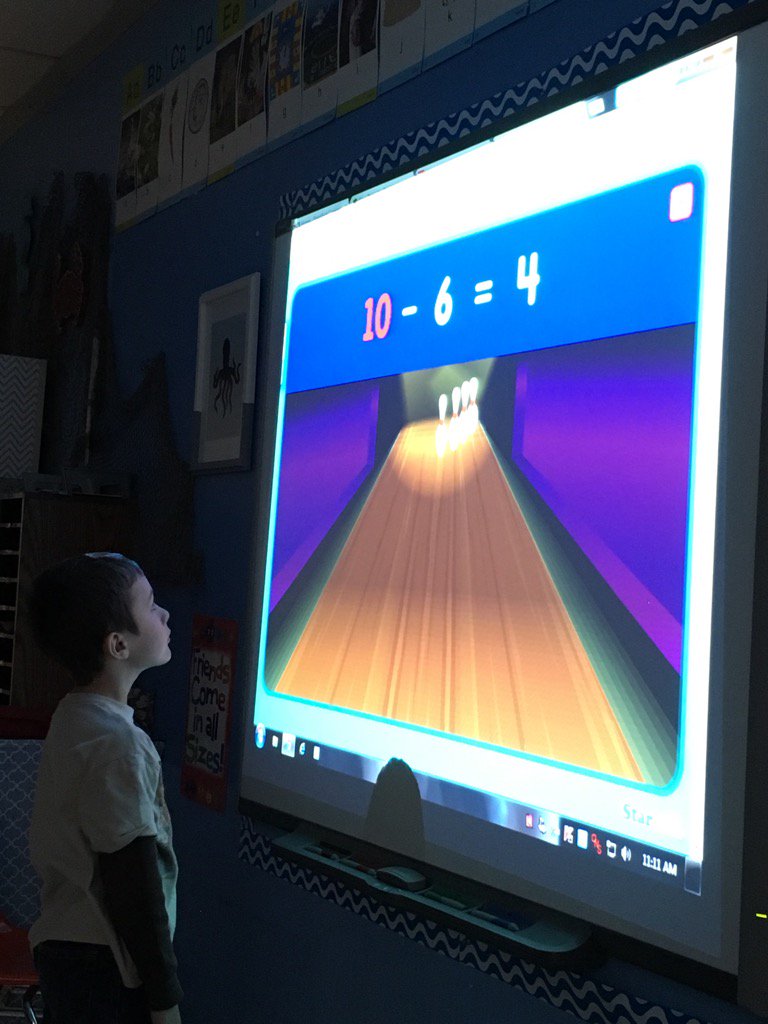 Bowling to help with subtraction #wfredbirds <a href="/denningschool/">Susan Glodich</a>