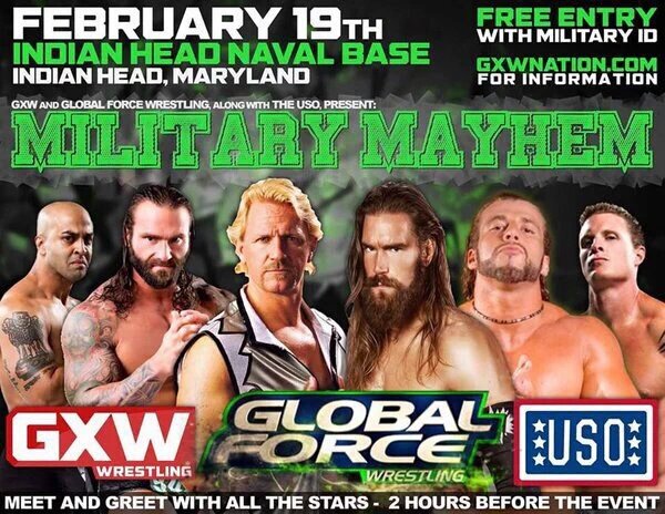 GXWWrestling's tweet photo. #GXWNation! If you have a military ID and live in the area, come check out #GXW and #GFW and support @the_USO! https://t.co/nhmEvUjeuo