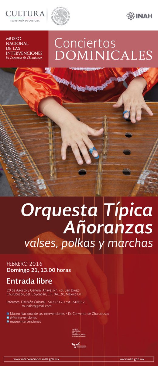 MIntervenciones's tweet photo. Domingo 21 febrero, 13 hrs
Concierto con Orquesta Típica Añoranzas
#EntradaLibre #Coyoacan #churubusco #conciertos https://t.co/hxvaUigNX6