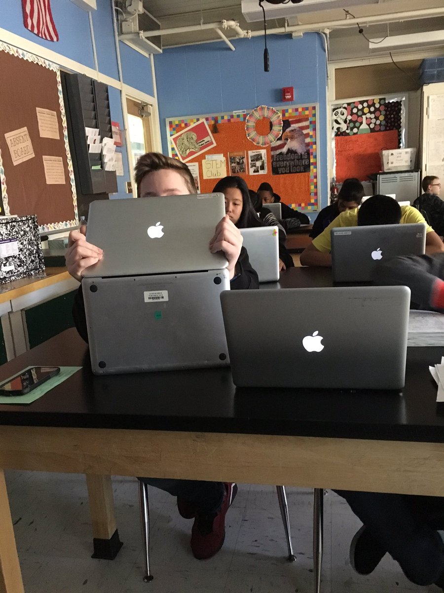 WSpyrison's tweet photo. Multiple uses for the MacBook include hide-n-seek! #62Learns #62CMS https://t.co/HrSUvcsIkh