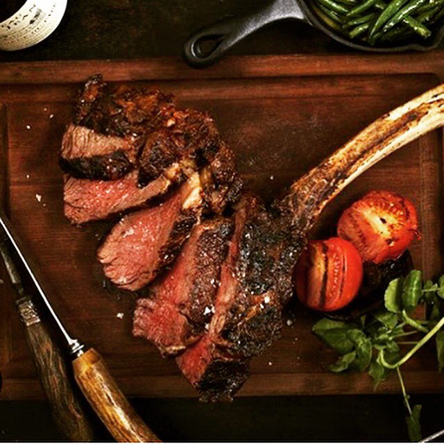Tomahawk Steak, chips &amp; red wine! Perfect date night! Book now: 01625 599872. #steak #datenight #redwine #cheshire