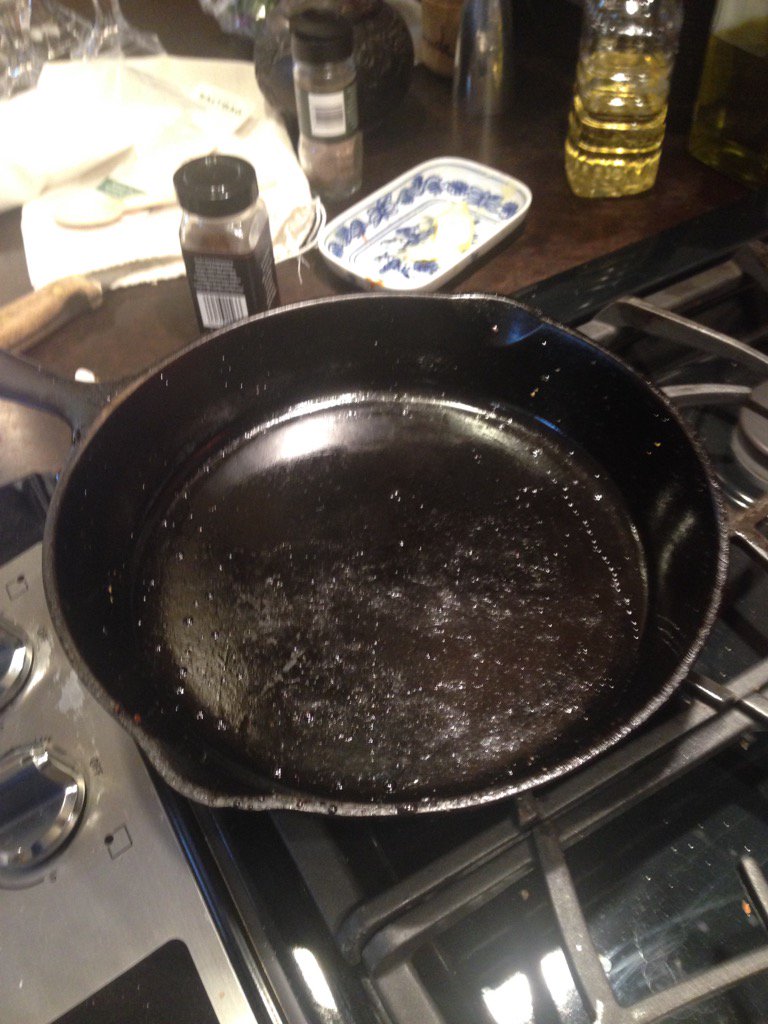 OriginalSaltbag's tweet image. Just got a photo of another clean cast iron pan! Caption: "the shit works!" Originalsaltbag.com BOOM!!