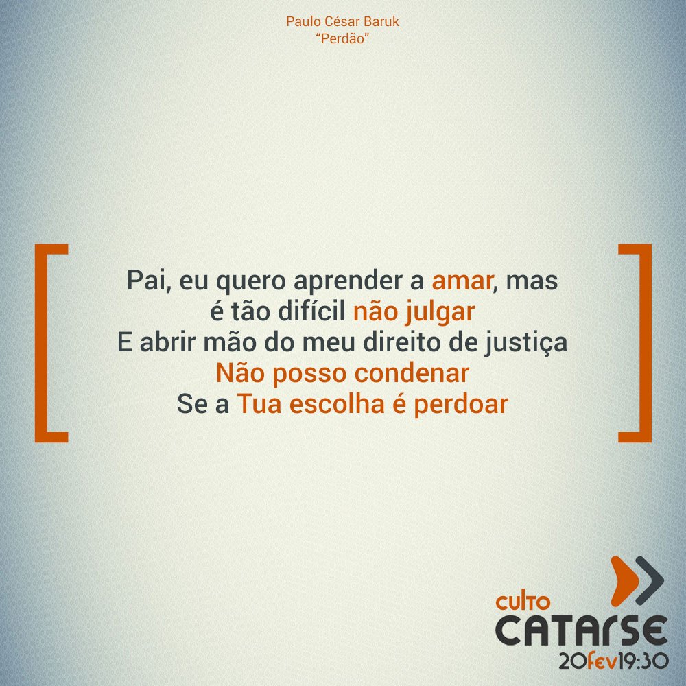 _catarse's tweet image. Dia 20/02, 19:30, é nosso encontro com o #Perdão. + info: ow.ly/YnwKd #Jesus #ÉpraVocê #CultoCatarse