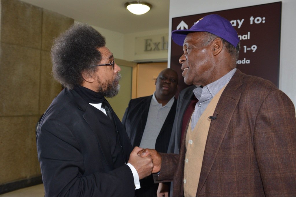 .@DrCornelWest played a surprise supportive role w @mrdannyglover in DCA airport service workers #FightFor15 & union