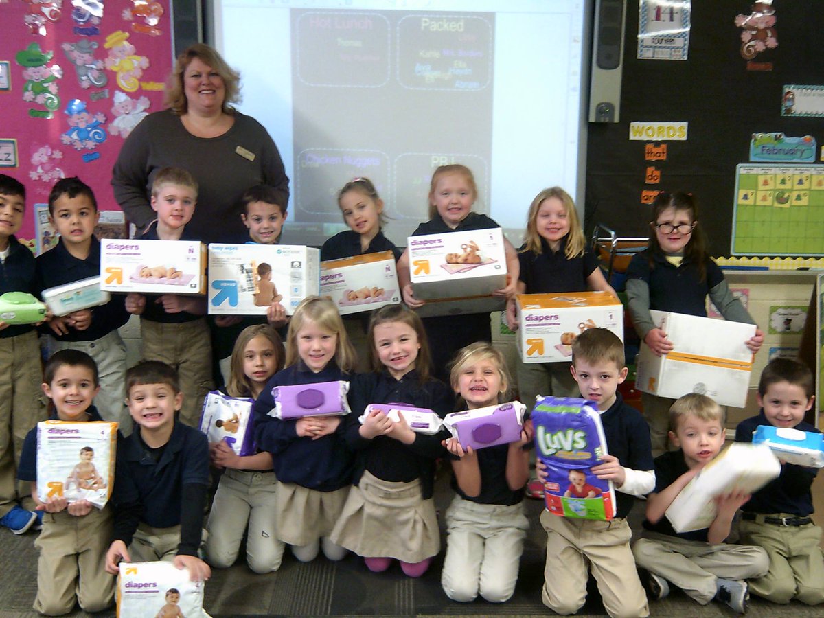SEC_ADOPTIONS's tweet photo. These 17 incredible St. Roch kindergartners, from Mrs. Plummer's class, collected diapers and wipes for us!  THANKS https://t.co/V3iFl9thrh
