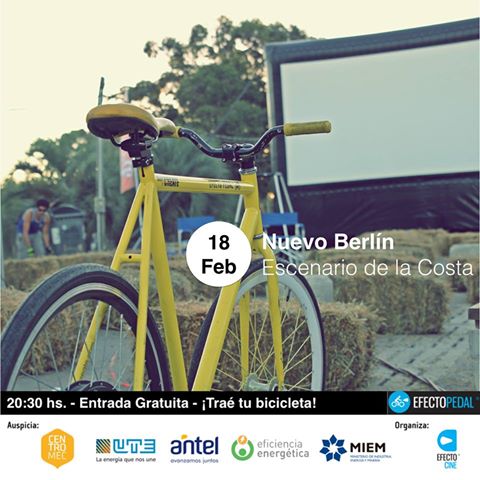 Cmecnuevoberlin's tweet photo. Efecto Pedal en Nuevo Berlín. Film “ 60 km/h“. #EfectoCine
18 de febrero - 20:30 hs. Escenario de la Costa https://t.co/NGxsheYxjD
