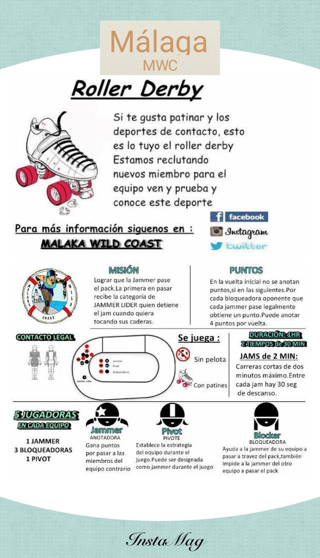 MalakaRoller's tweet photo. Siguenos,comparte,ven,prueba,disfruta.Sumérgete en el apasionante mundo del Roller Derby de la mano de @MalakaRoller https://t.co/im0SFySnea