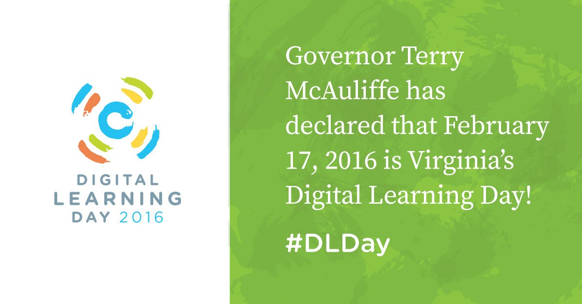 OfficialDLDay's tweet image. Thank you, Gov. @TerryMcAuliffe, for declaring today #Virginia Digital Learning Day! #DLDay #VA