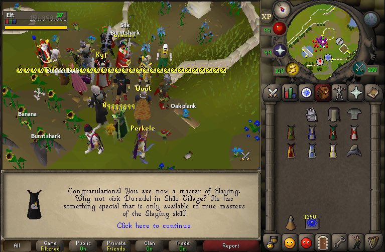 GhraziRapier's tweet photo. My biggest goal in #OSRS finally accomplished 😌🤗 It was a grind but the cape is so worth it 🔥 #OSRS #99slayer #Ger07 https://t.co/JvNUAQnECQ