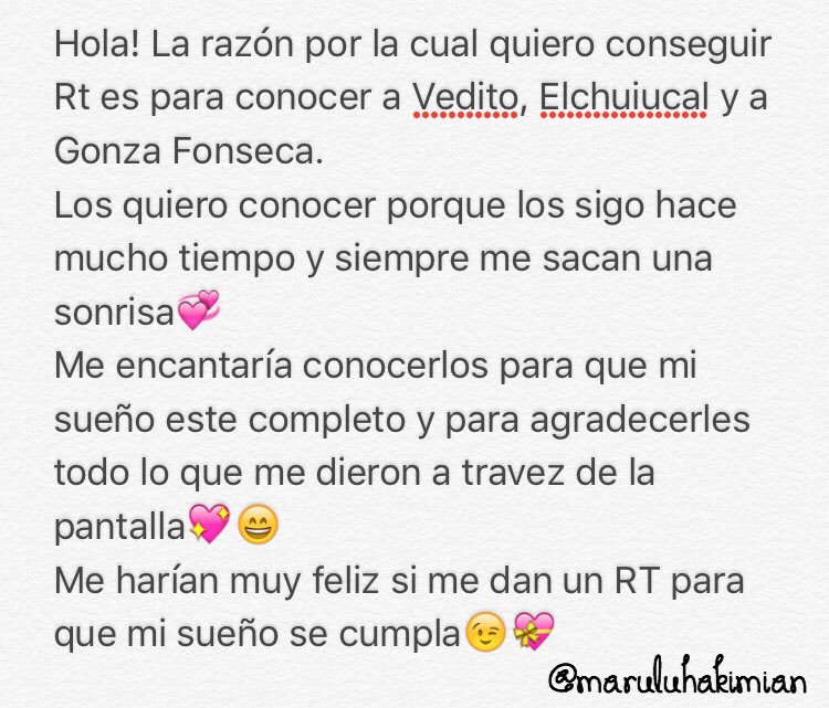 maruluhakimian's tweet photo. PORFAVOR ME AYUDARIAN MUCHO CON UN RT💝 @PersonalAr #PersonalFest https://t.co/T5qV1iVsOb
