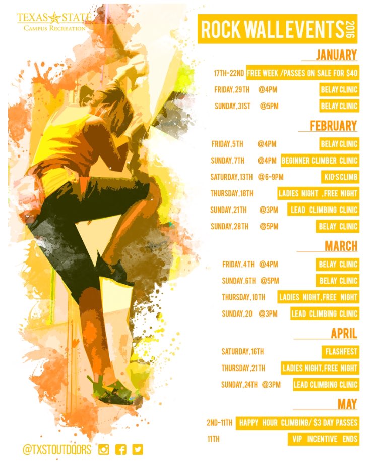 Trading this morning with the OC staff. Switch up your workout Bobcats and come try the RockWall at the SRC! 💪🏼🏔