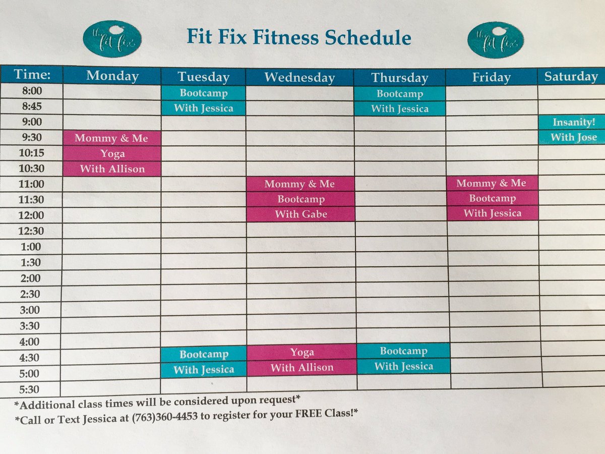 FitFixHealth's tweet photo. New Fit Fix Studio Schedule! https://t.co/T5G3PAkg6M