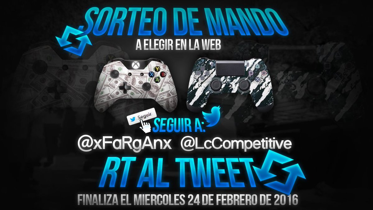 🎉NUEVO SORTEO🎉
👉Haz RT a ESTE TWEET!
👉SIGUE a <a href="/LcCompetitive/">Lccompetitive Controllers</a> y a <a href="/xFaRgAnx/">xFaRgAnx</a> 
MUCHA SUERTE A TODOS! 😚