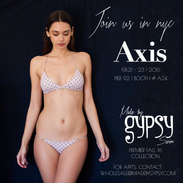madebygypsy's tweet photo. Come visit us in NY! Showing our first swim line @axisshow Booth #A24. Email wholesale@madebygypsy.com for your appt https://t.co/odjA6v3jH7