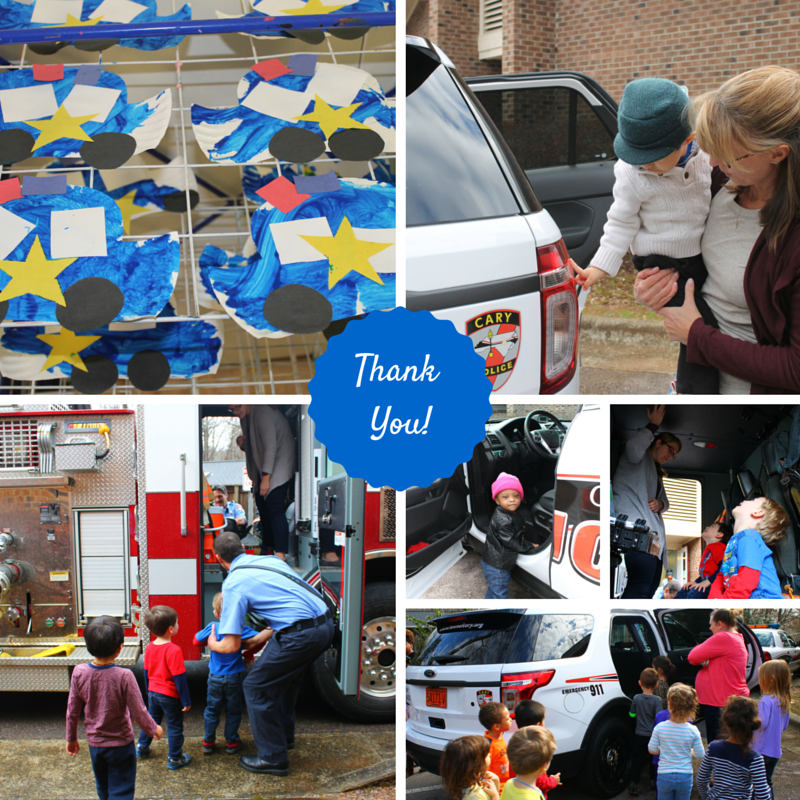 THANK YOU to Cary Police Dept and Cary Fire Dept for visiting our students during Community Helpers Week!