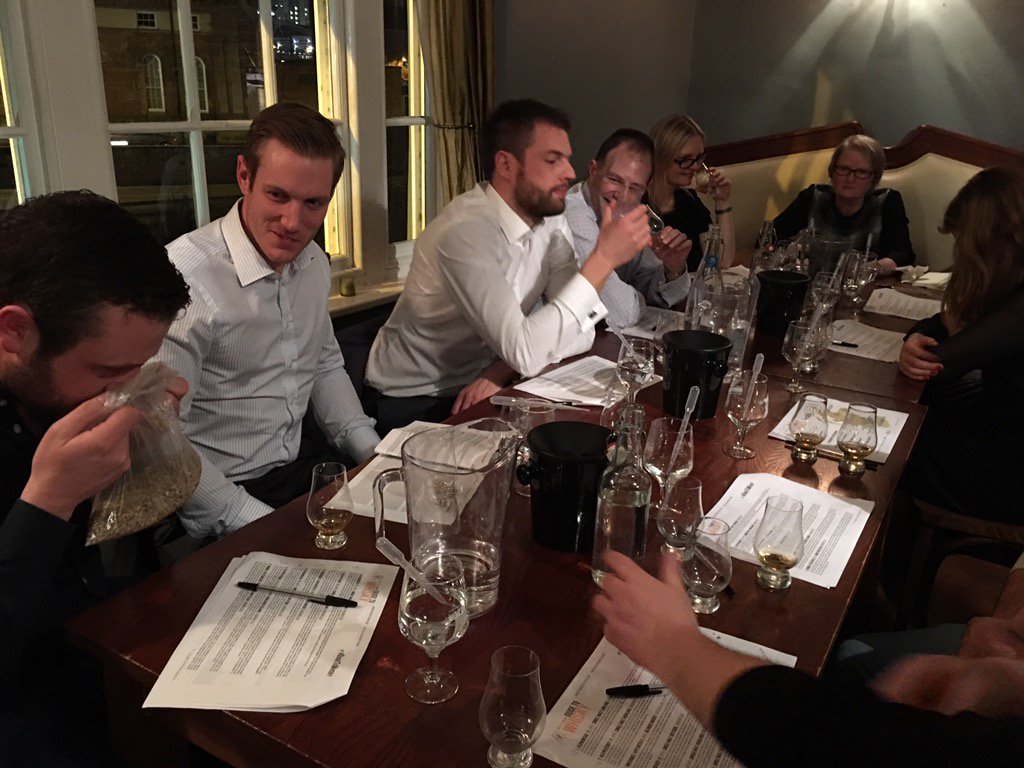 TheWhiskyLounge's tweet photo. Nosing the peated barley! Nose bag! Peaty nose bag! #guidetowhisky @crosskeysleeds https://t.co/L78Fp4EX0s