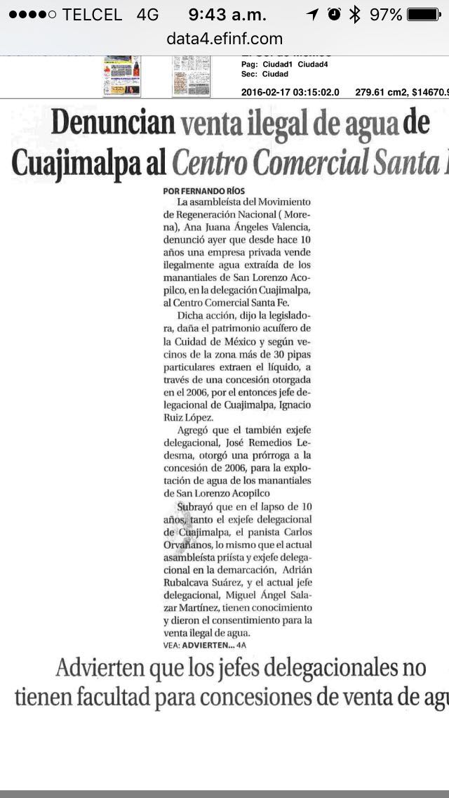 <a href="/elsolde_mexico/">El Sol de México</a> sin pruebas ni conocimiento diputada de @ALDFmorena MIENTE. El agua no se concesiona es del pueblo