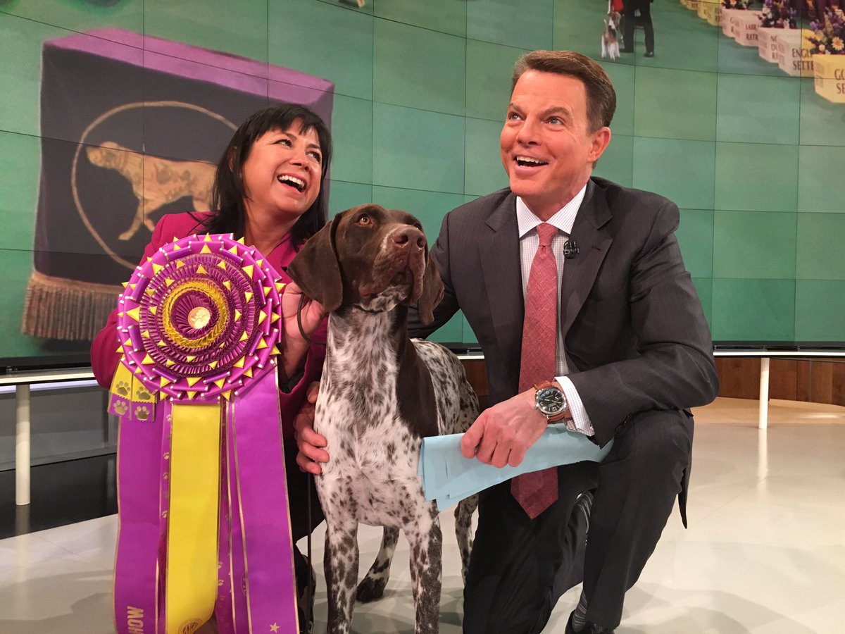 WKCDOGS's tweet photo. CJ &amp; @ShepNewsTeam sharing some smiles and laughs. Now...onto @OneWorldNYC! #WKCDogShow https://t.co/Lydx6eNLKw