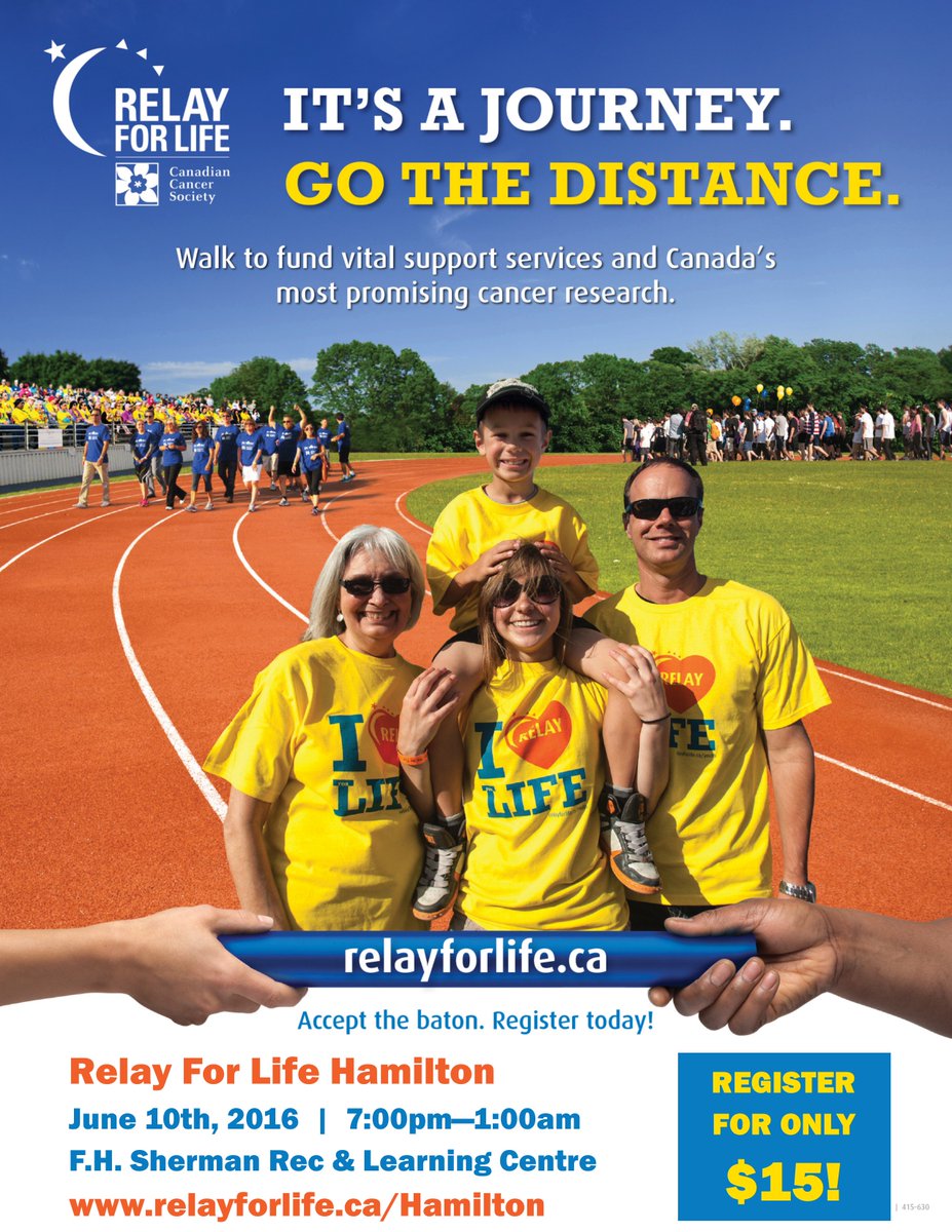 HamiltonRelayON's tweet photo. Have you heard? Relay For Life Hamilton is happening June 10 from 7pm-1:00am! Register at https://t.co/IKdx3aINf1 https://t.co/oVoQmJdpKy