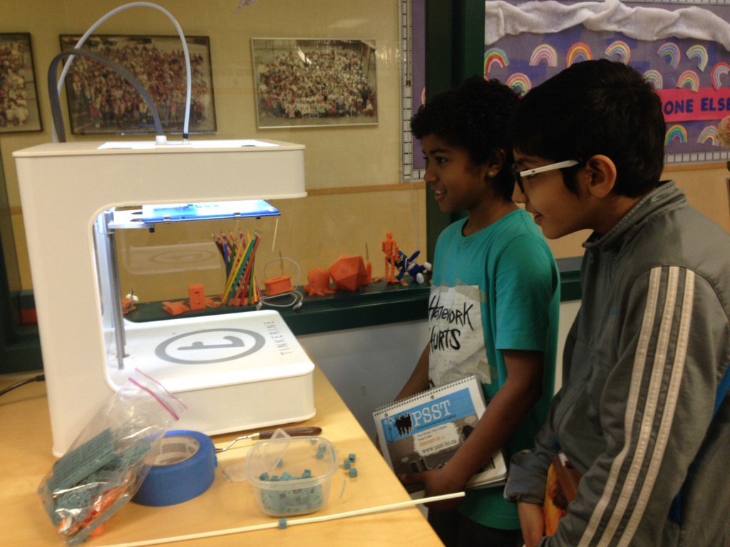 crosland_a's tweet photo. 'This 3D printer is sick' Praise indeed. #3dprint #sd36learn #SickInAGoodWay @tinkerines https://t.co/XWz7Vspk3h