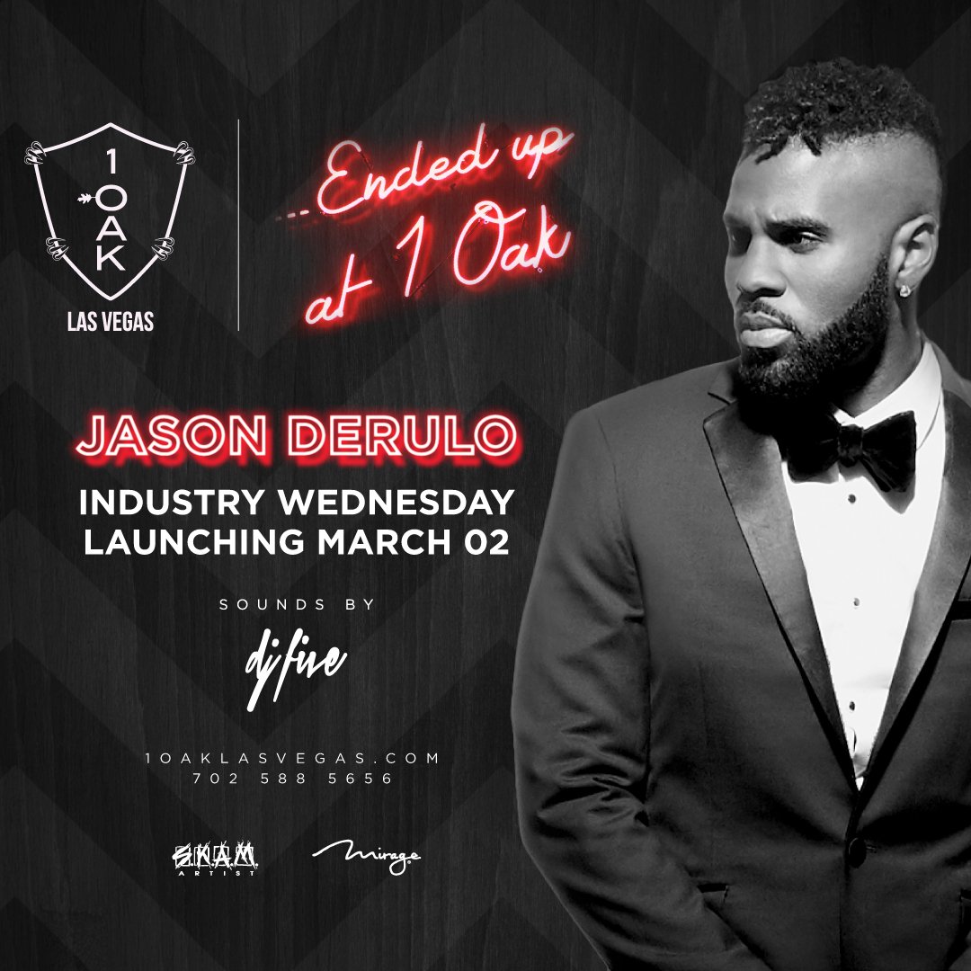 #JasonDerulo will be kicking off our Industry Wednesday's on March 2nd! 

Tickets: bit.ly/jderulo1oak